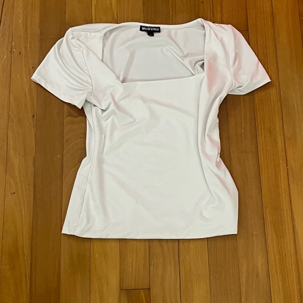 Reformation White Square Neck Blouse
